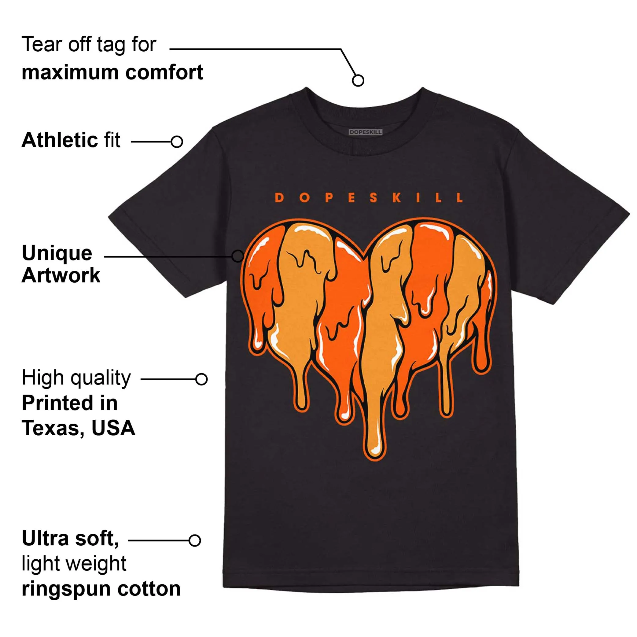 Brilliant Orange 12s DopeSkill T-Shirt Slime Drip Heart Graphic sold by DopeSkill product image thumbnail 3