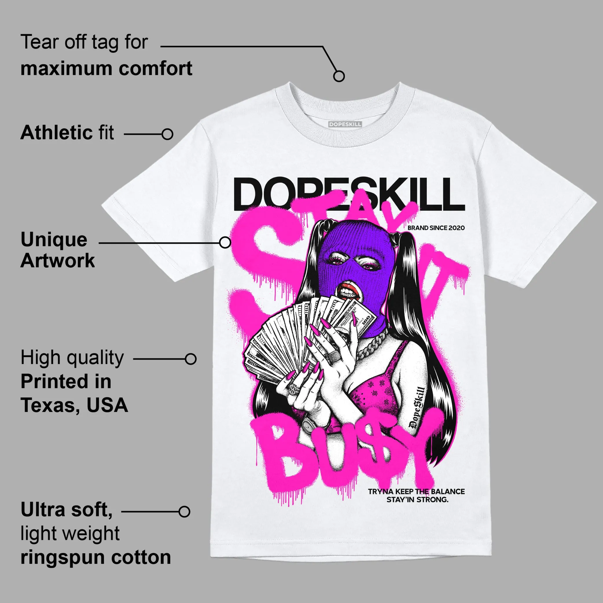 Dunk Low Active Fuchsia DopeSkill T-Shirt Stay It Busy Graphic sold by DopeSkill product image thumbnail 3