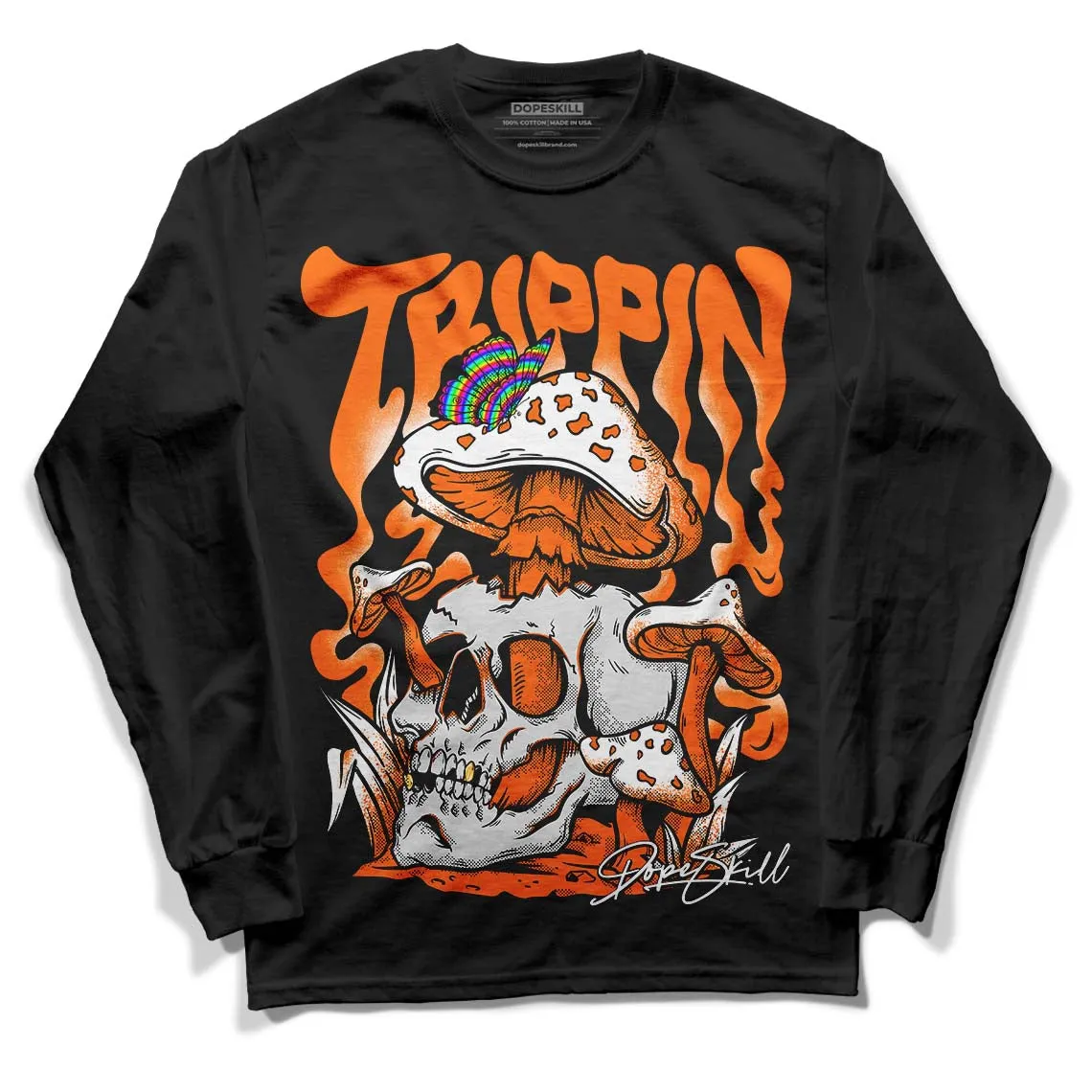 Orange Black White DopeSkill Long Sleeve T-Shirt Trippin Graphic sold by DopeSkill product image thumbnail 2