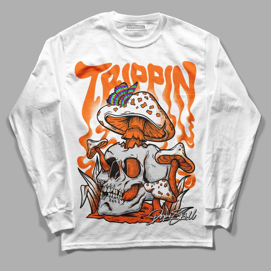 Orange Black White DopeSkill Long Sleeve T-Shirt Trippin Graphic sold by DopeSkill