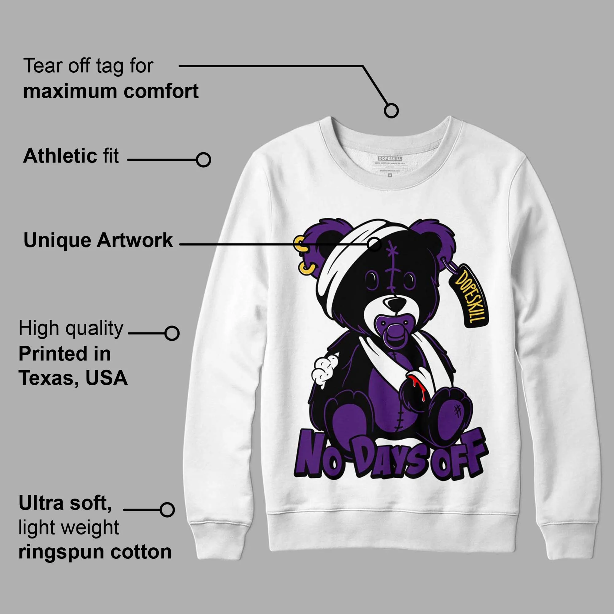 Field Purple 12s DopeSkill Sweatshirt Hurt Bear Graphic sold by DopeSkill product image thumbnail 3