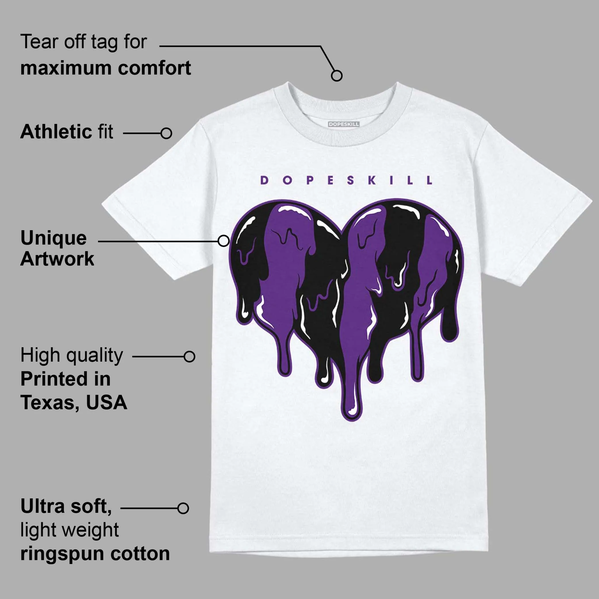 Field Purple 12s DopeSkill T-Shirt Slime Drip Heart Graphic sold by DopeSkill product image thumbnail 3