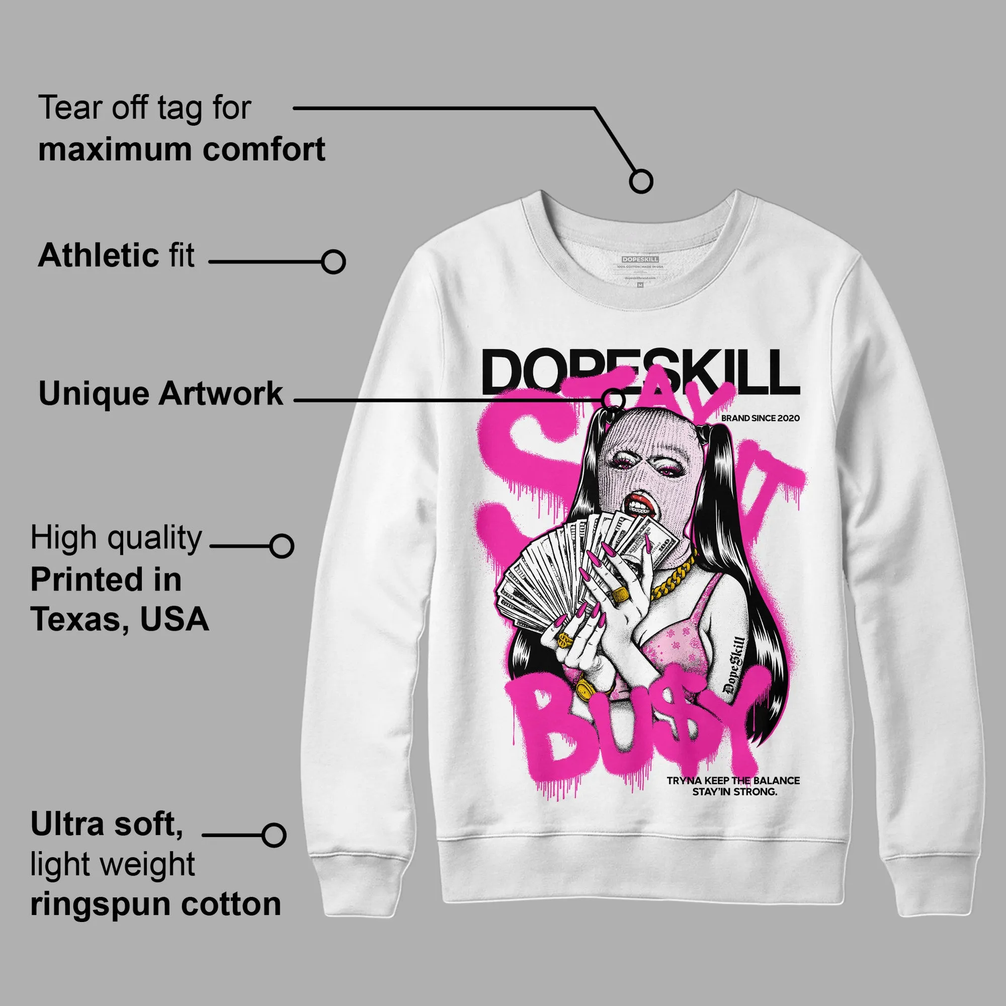 Triple Pink Dunk Low DopeSkill Sweatshirt Stay It Busy Graphic sold by DopeSkill product image thumbnail 3