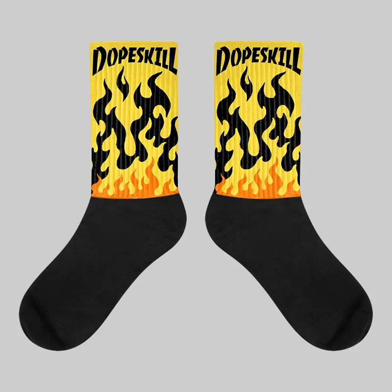 Black Tour Yellow AJ 4 Thunder DopeSkill Sublimated Socks FIRE Graphic sold by DopeSkill