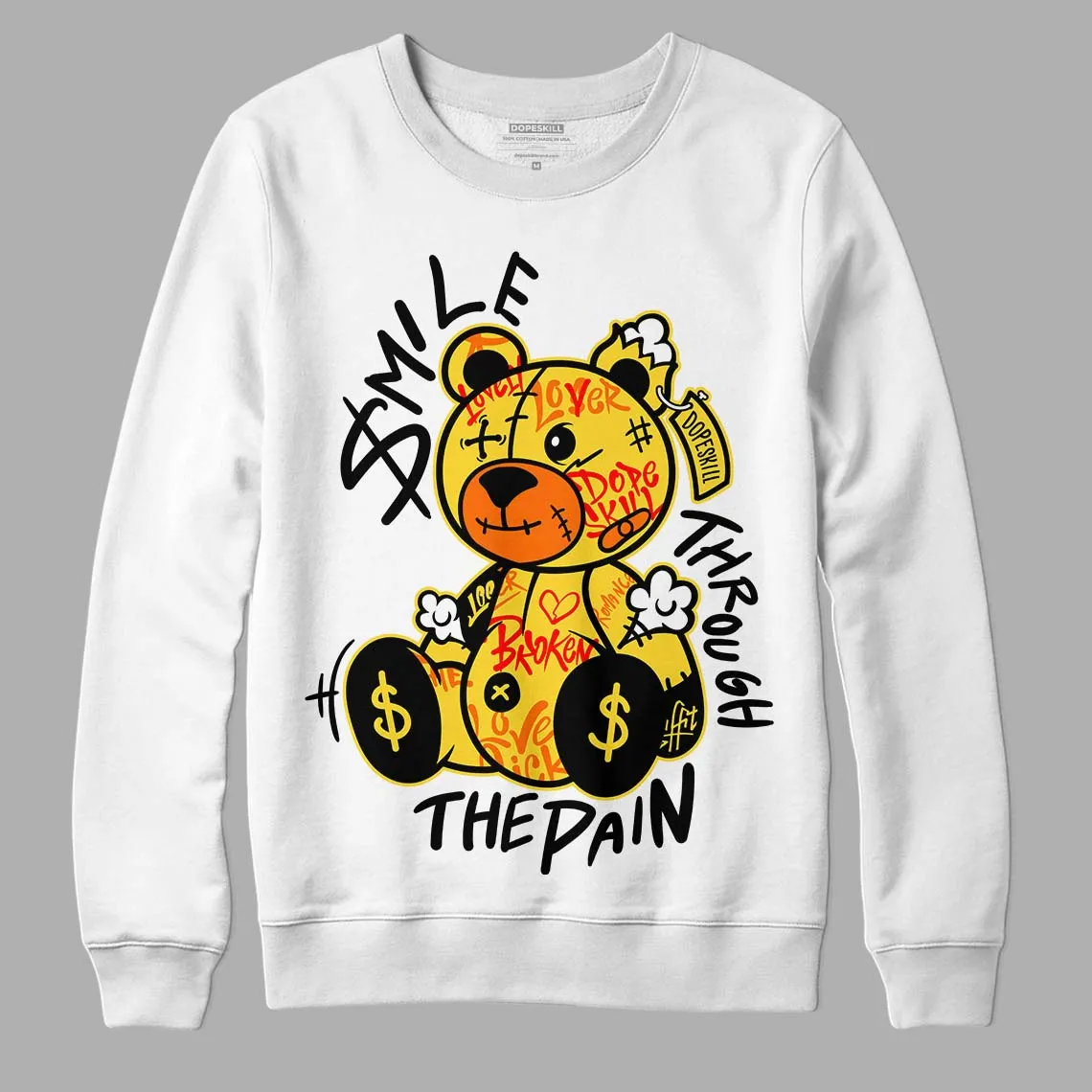 Black Tour Yellow AJ 4 Thunder DopeSkill Sweatshirt Smile Through The Pain Graphic sold by DopeSkill product image thumbnail 2