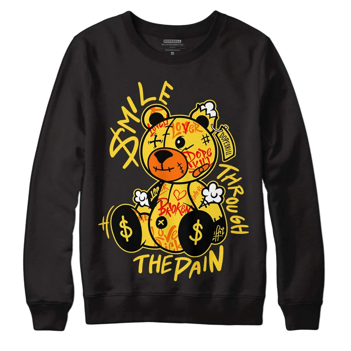 Black Tour Yellow AJ 4 Thunder DopeSkill Sweatshirt Smile Through The Pain Graphic sold by DopeSkill