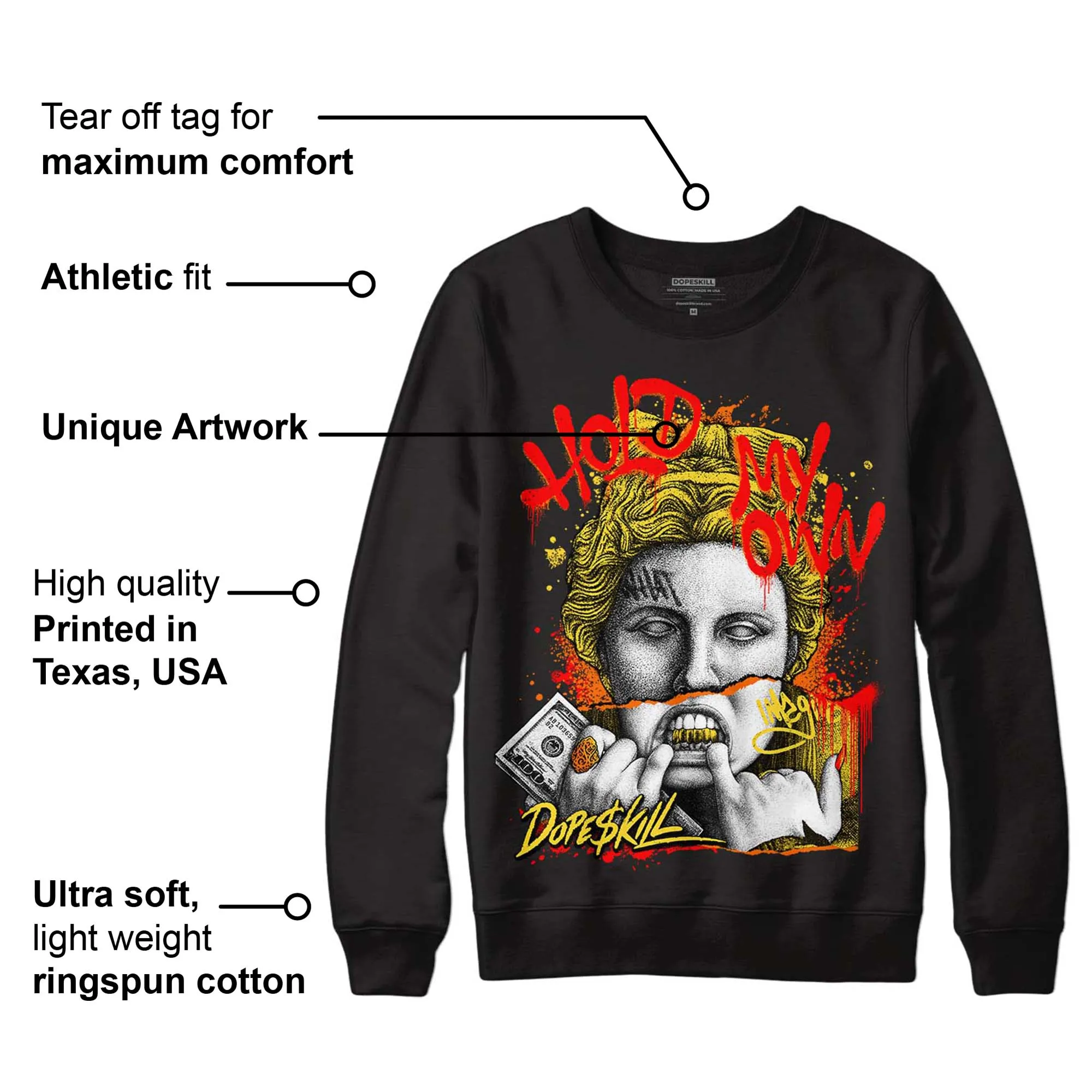 Black Tour Yellow AJ 4 Thunder DopeSkill Sweatshirt Hold My Own Graphic sold by DopeSkill product image thumbnail 3