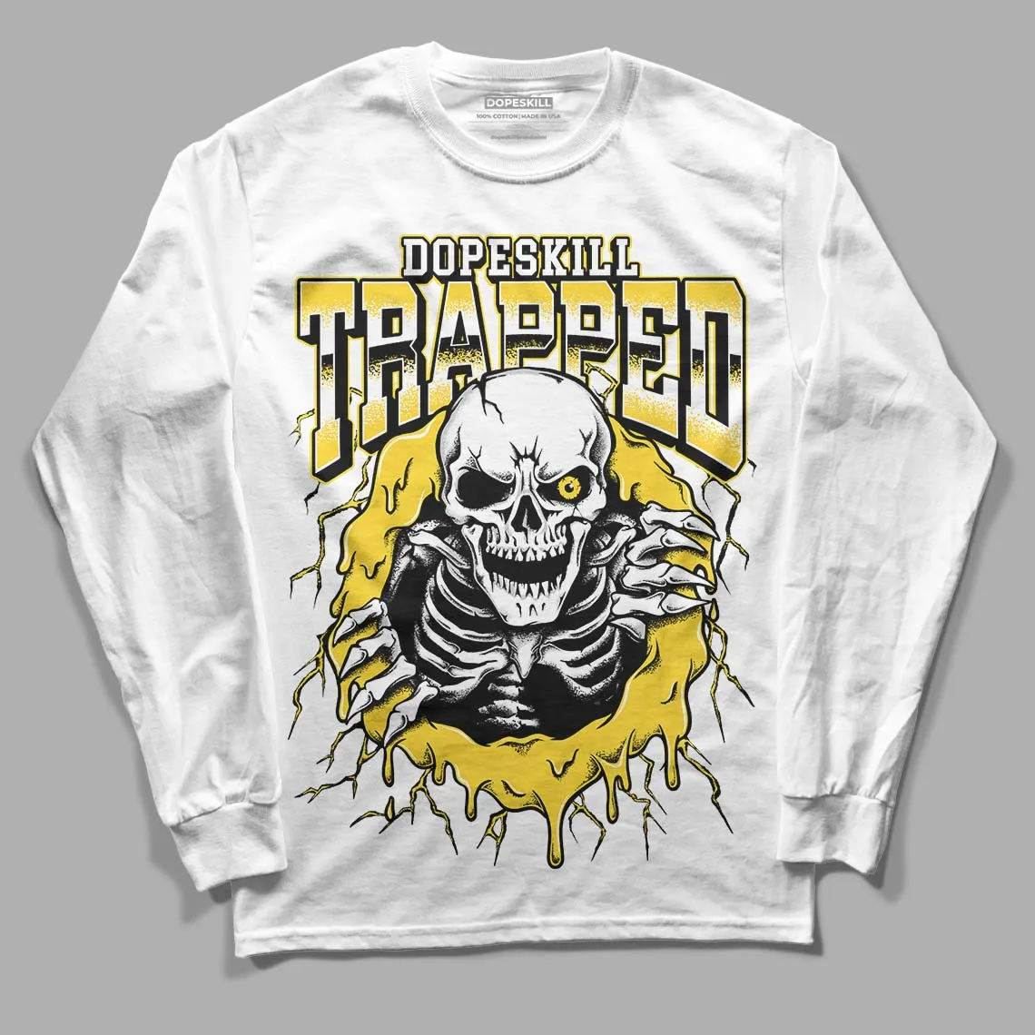 Black Tour Yellow AJ 4 Thunder DopeSkill Long Sleeve T-Shirt Trapped Halloween Graphic sold by DopeSkill product image thumbnail 2