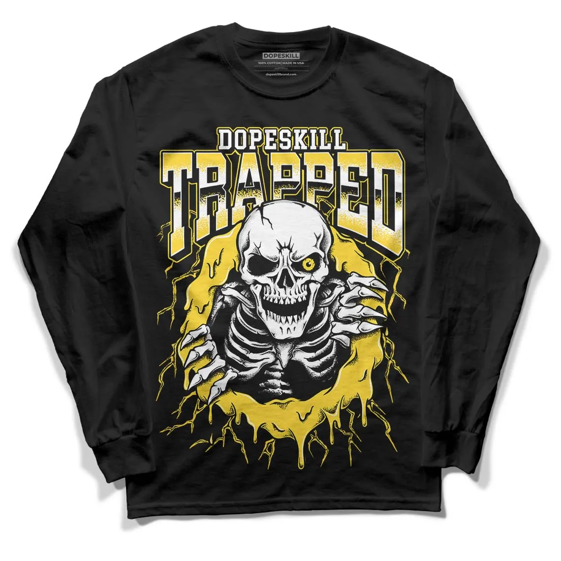 Black Tour Yellow AJ 4 Thunder DopeSkill Long Sleeve T-Shirt Trapped Halloween Graphic sold by DopeSkill