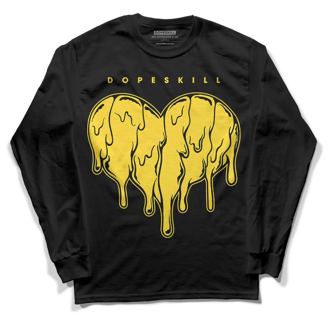 Black Tour Yellow AJ 4 Thunder DopeSkill Long Sleeve T-Shirt Slime Drip Heart Graphic sold by DopeSkill