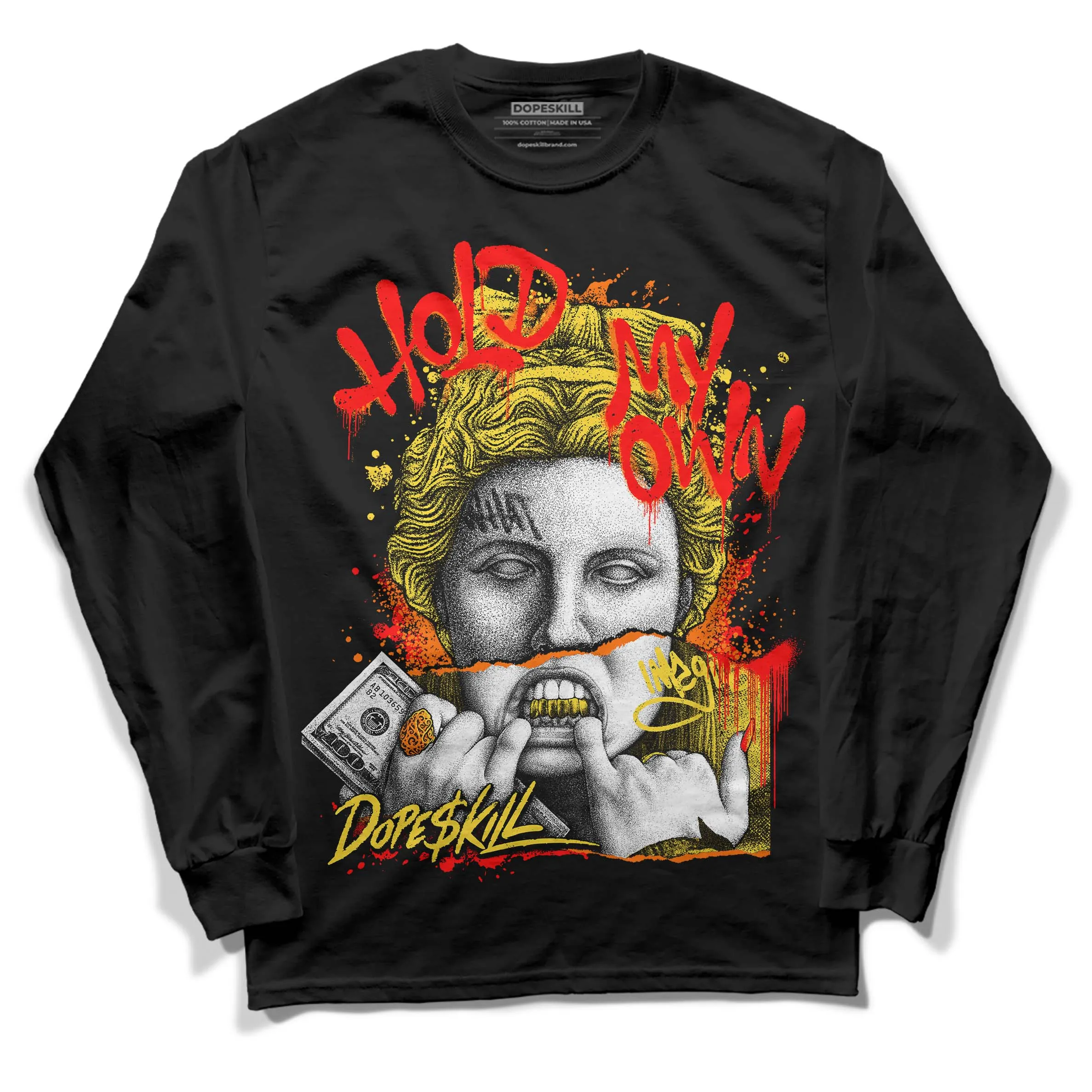 Black Tour Yellow AJ 4 Thunder DopeSkill Long Sleeve T-Shirt Hold My Own Graphic sold by DopeSkill