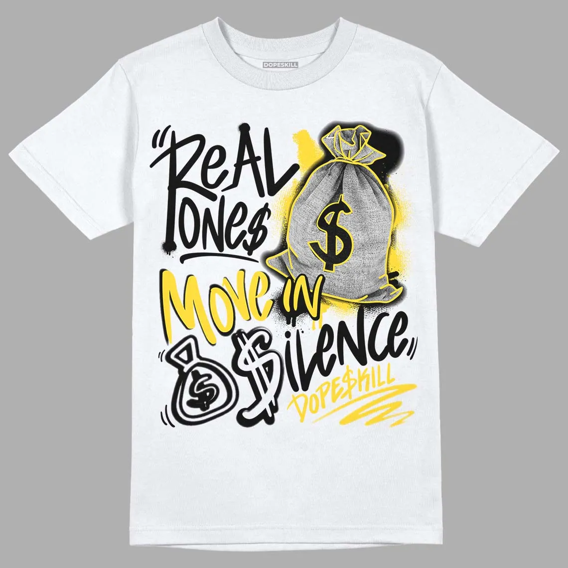 Black Tour Yellow AJ 4 Thunder DopeSkill T-Shirt Real Ones Move In Silence Graphic sold by DopeSkill product image thumbnail 2