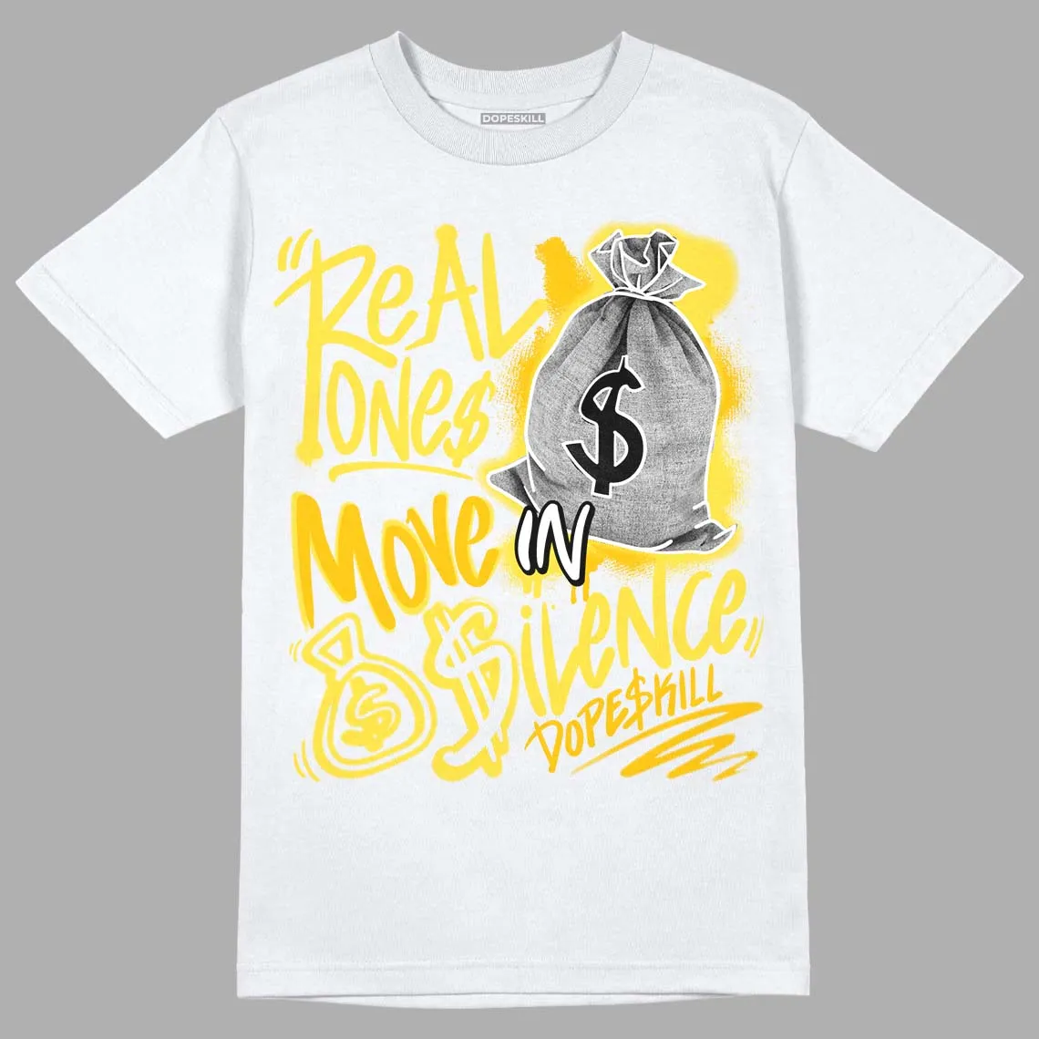 Yellow Snakeskin 11s DopeSkill T-Shirt Real Ones Move In Silence Graphic sold by DopeSkill product image thumbnail 2