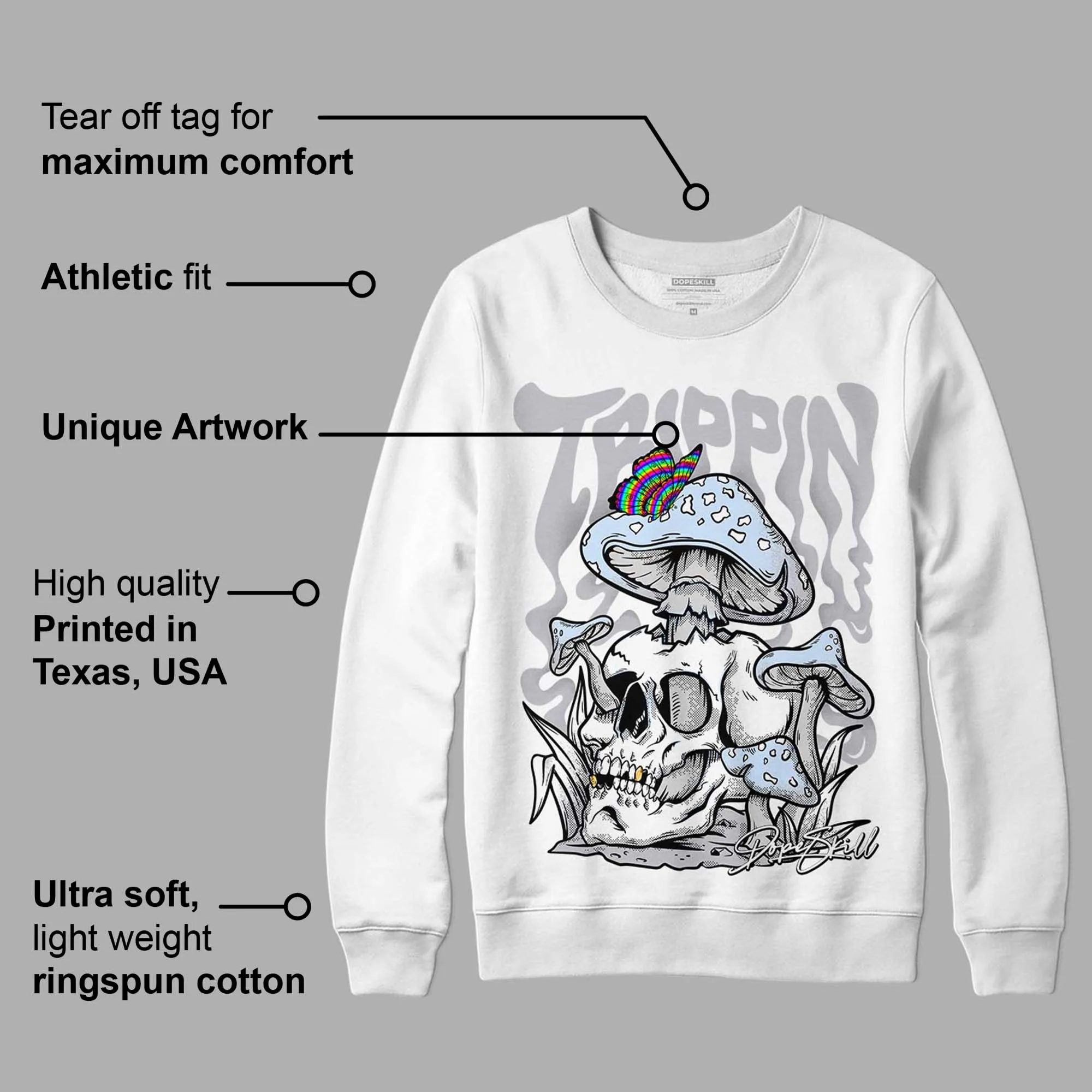 Cement Grey 11s DopeSkill Sweatshirt Trippin Graphic sold by DopeSkill product image thumbnail 3