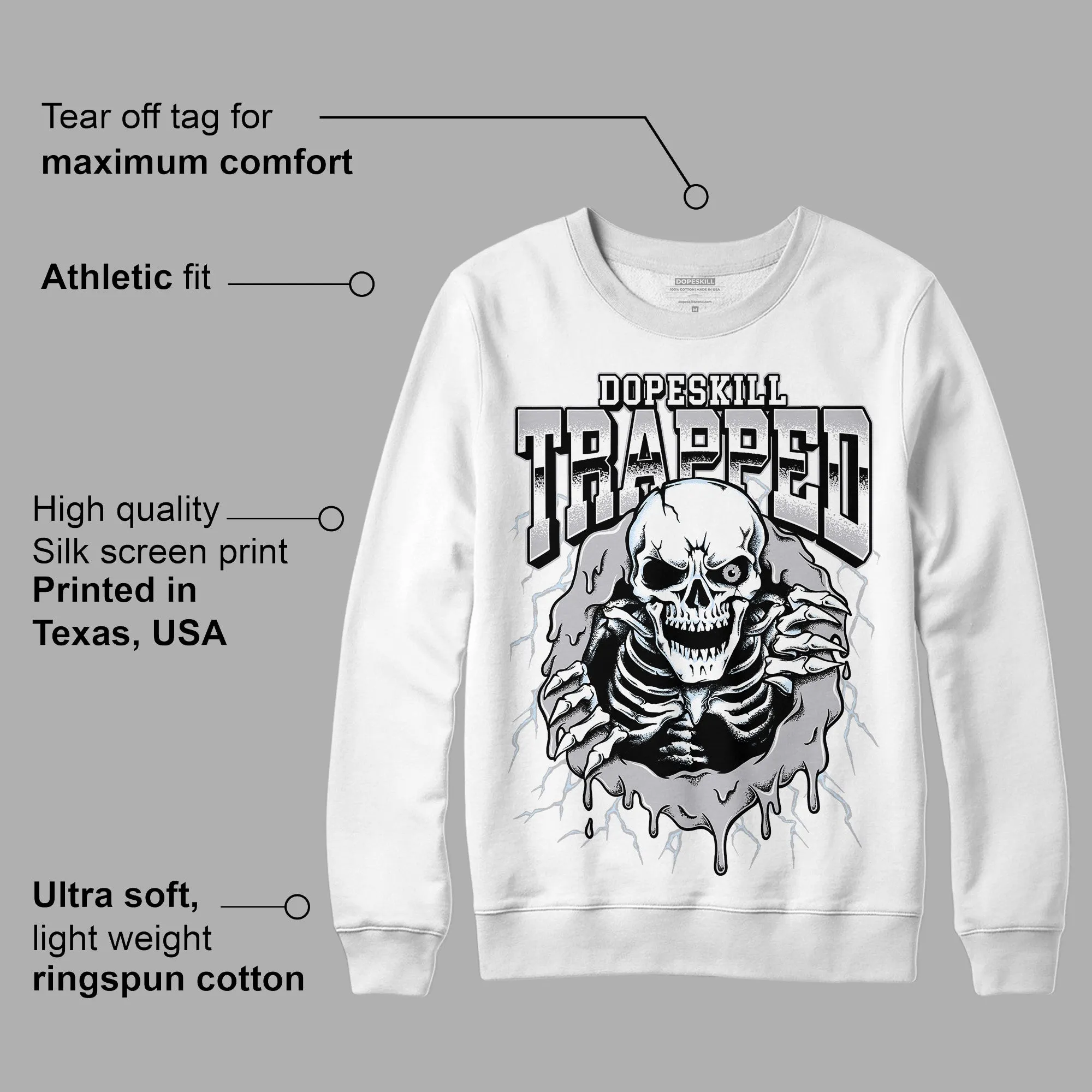 Cement Grey 11s DopeSkill Sweatshirt Trapped Halloween Graphic sold by DopeSkill product image thumbnail 3