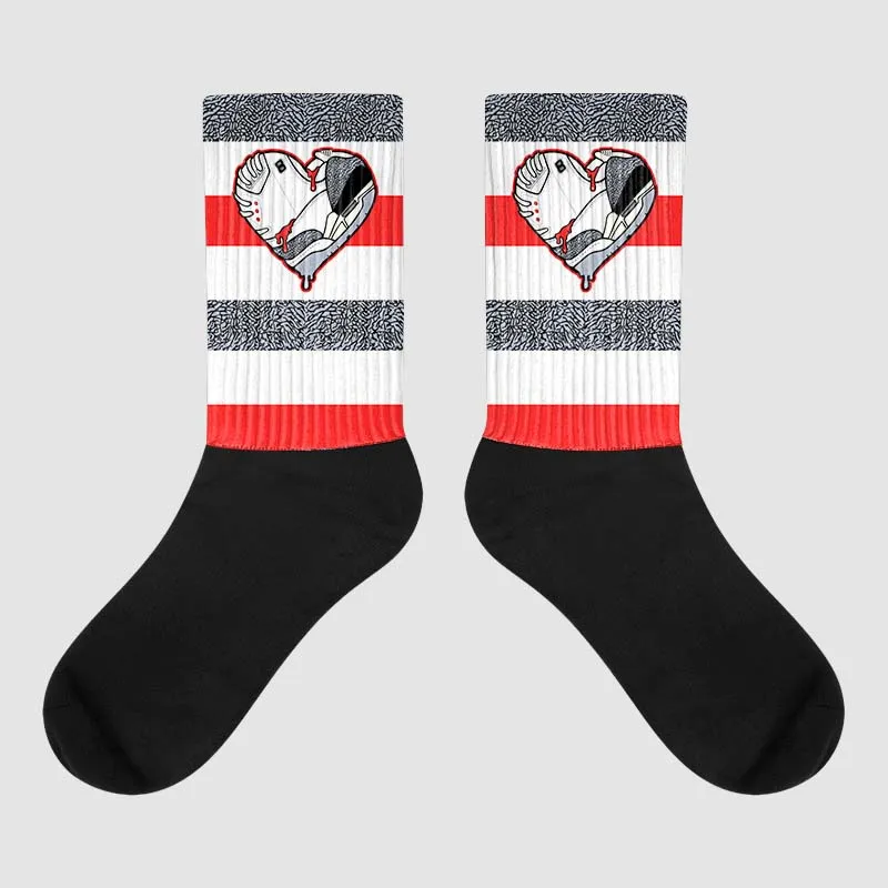 White Cement Reimagined 3s Sublimated Socks Horizontal Stripes Graphic sold by DopeSkill