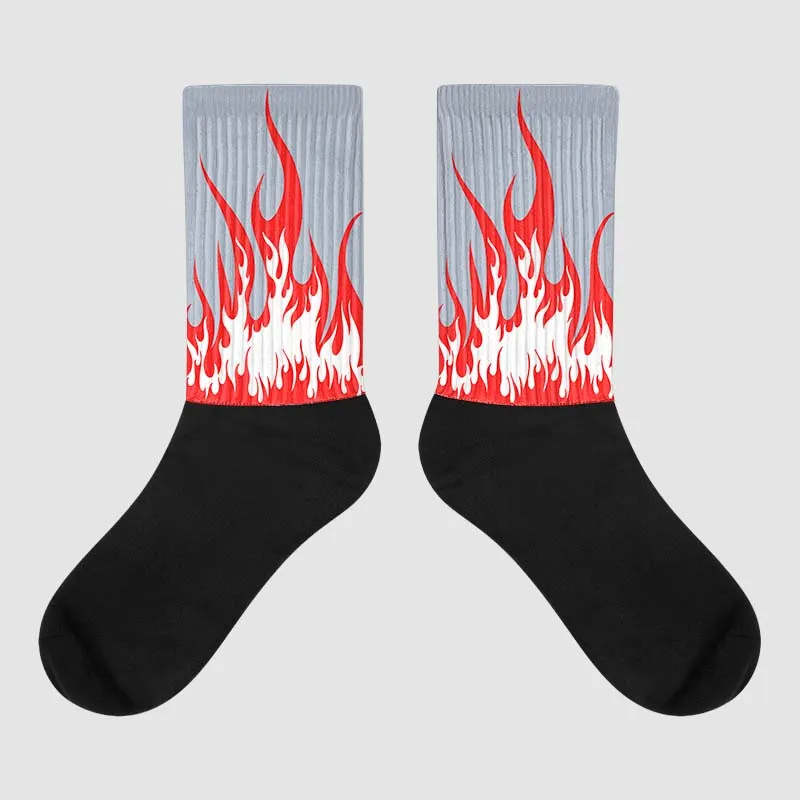 White Cement Reimagined 3s Sublimated Socks FIRE Graphic sold by DopeSkill