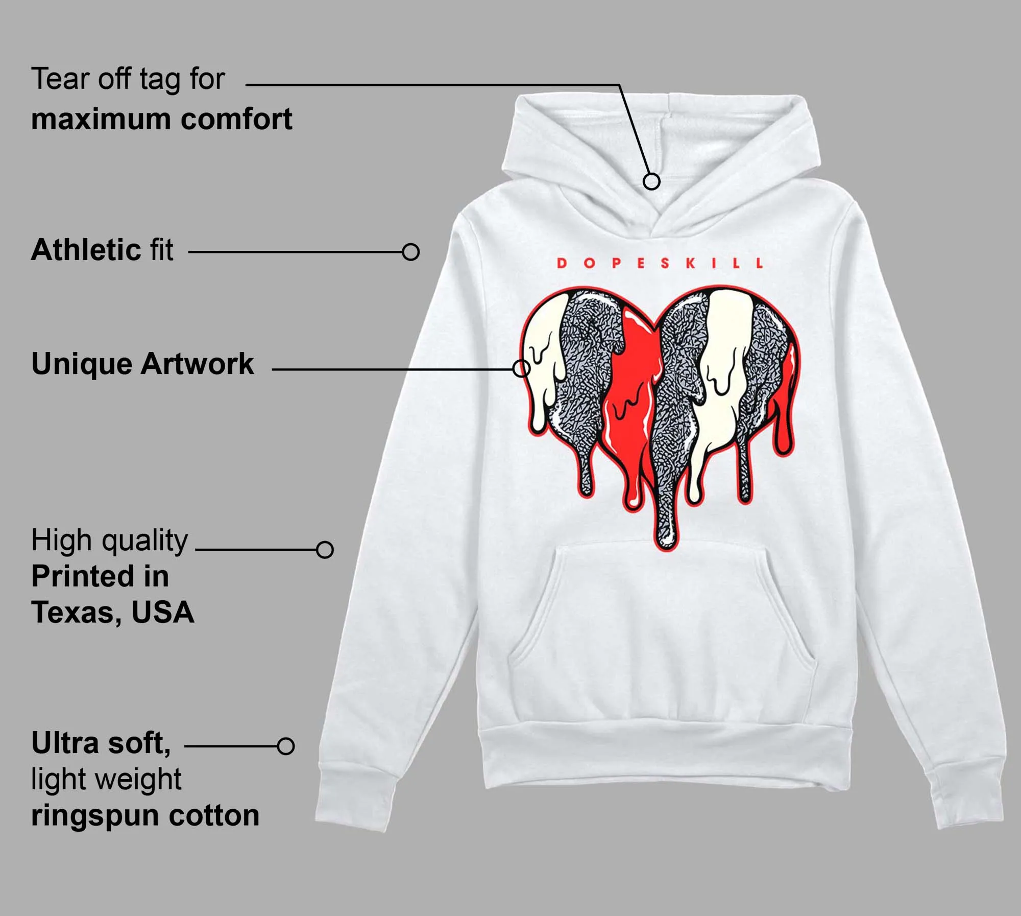 White Cement Reimagined 3s DopeSkill Hoodie Sweatshirt Slime Drip Heart Graphic sold by DopeSkill product image thumbnail 3