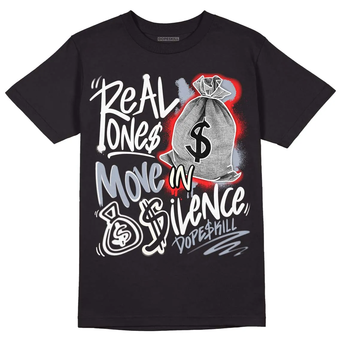 White Cement Reimagined 3s DopeSkill T-Shirt Real Ones Move In Silence Graphic sold by DopeSkill product image thumbnail 2