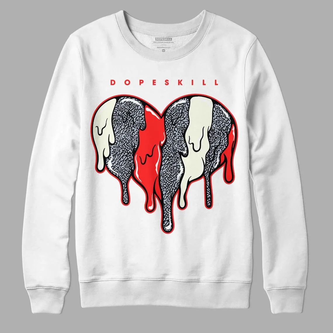 White Cement Reimagined 3s DopeSkill Sweatshirt Slime Drip Heart Graphic sold by DopeSkill