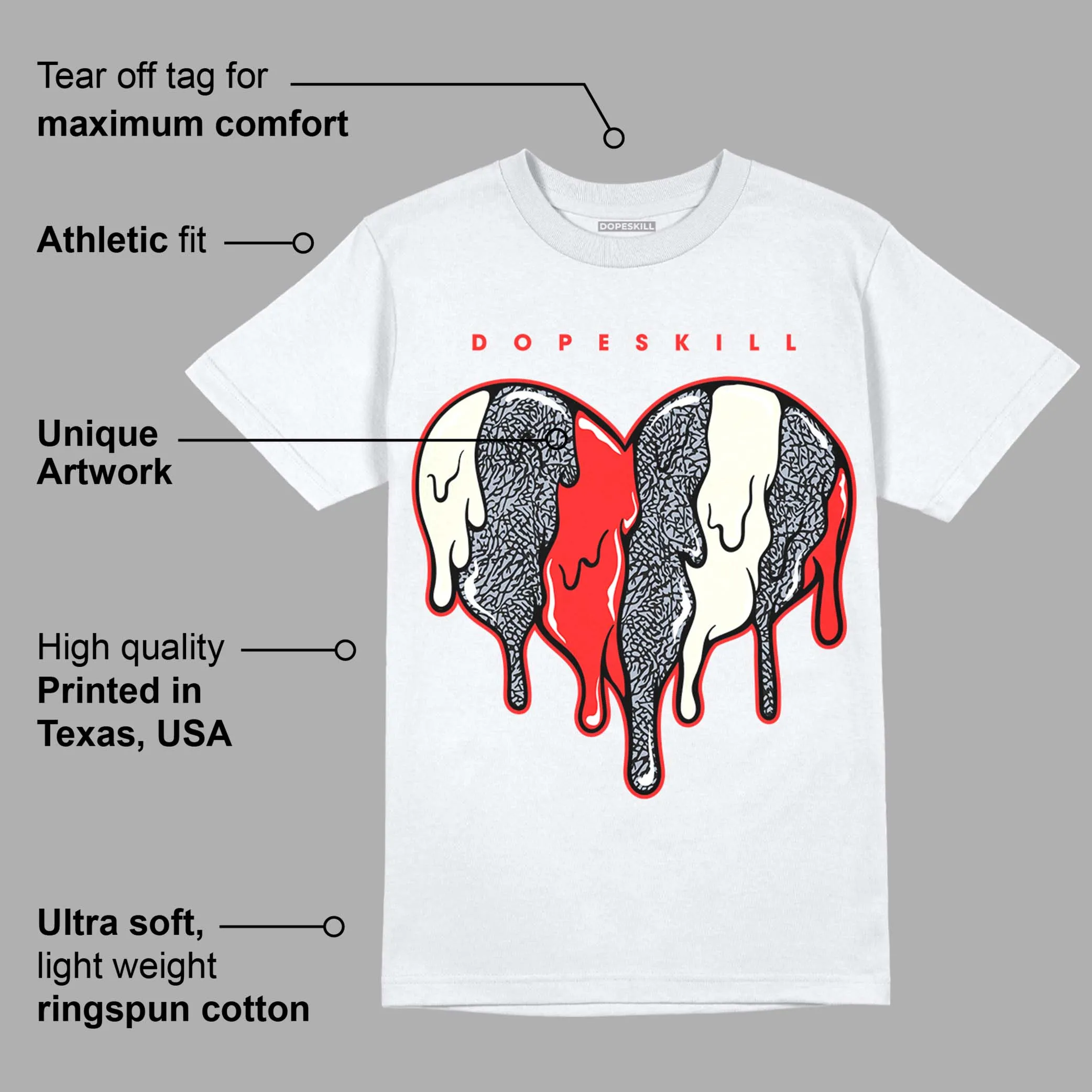 White Cement Reimagined 3s DopeSkill T-Shirt Slime Drip Heart Graphic sold by DopeSkill product image thumbnail 3