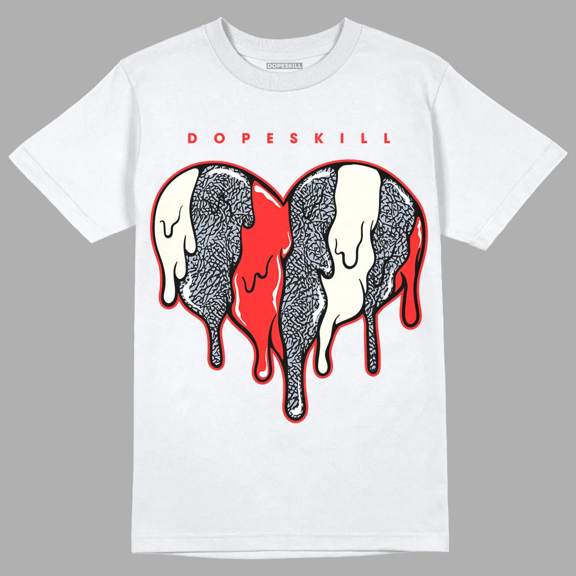 White Cement Reimagined 3s DopeSkill T-Shirt Slime Drip Heart Graphic sold by DopeSkill