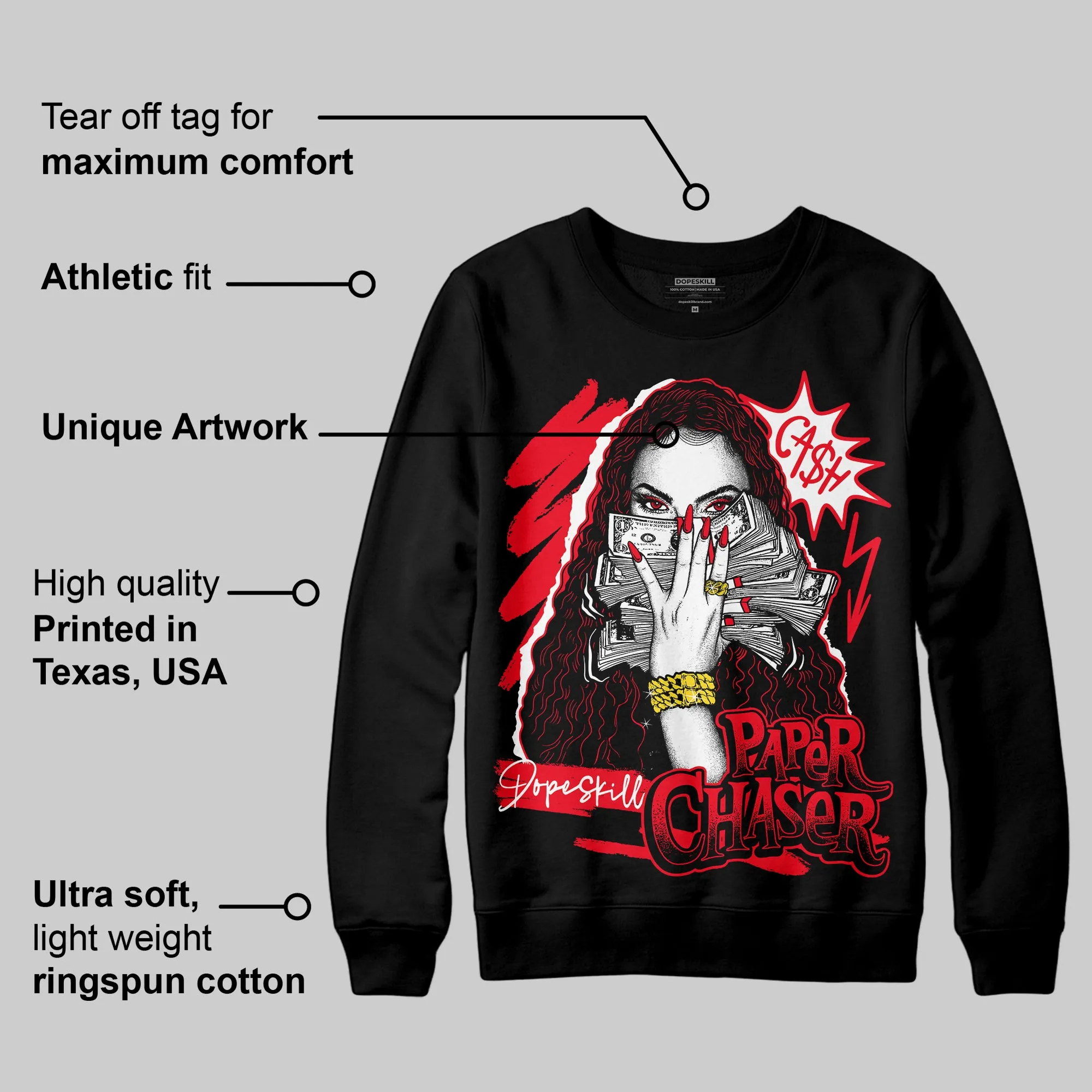 Red Thunder 4s DopeSkill Sweatshirt NPC Graphic sold by DopeSkill product image thumbnail 3