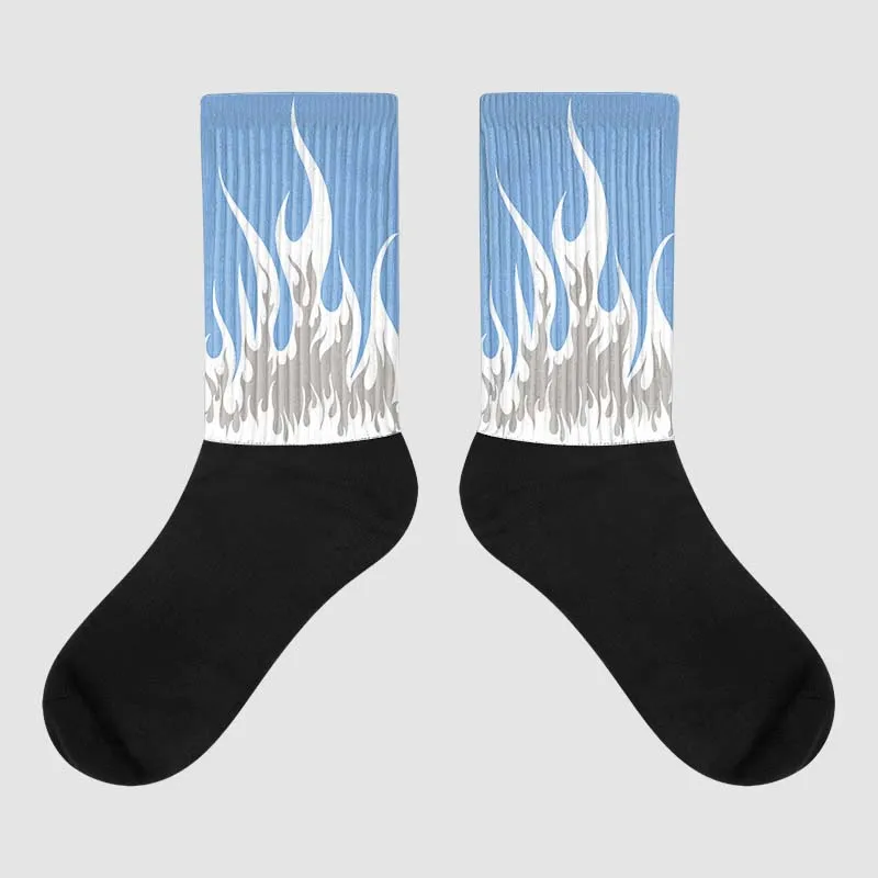 University Blue 5s Dopeskill Sublimated Socks FIRE Graphic sold by DopeSkill