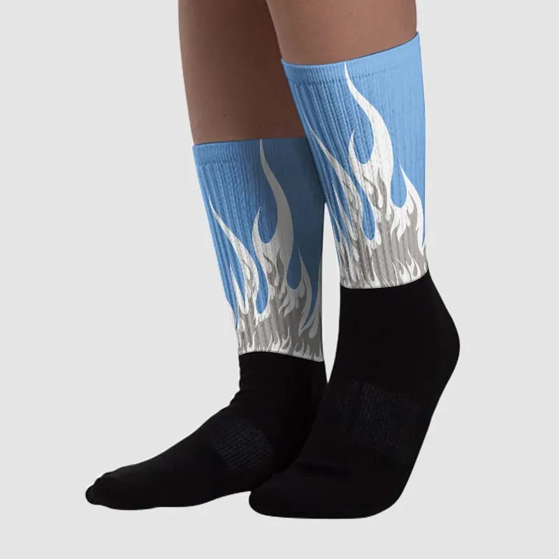 University Blue 5s Dopeskill Sublimated Socks FIRE Graphic sold by DopeSkill product image thumbnail 2