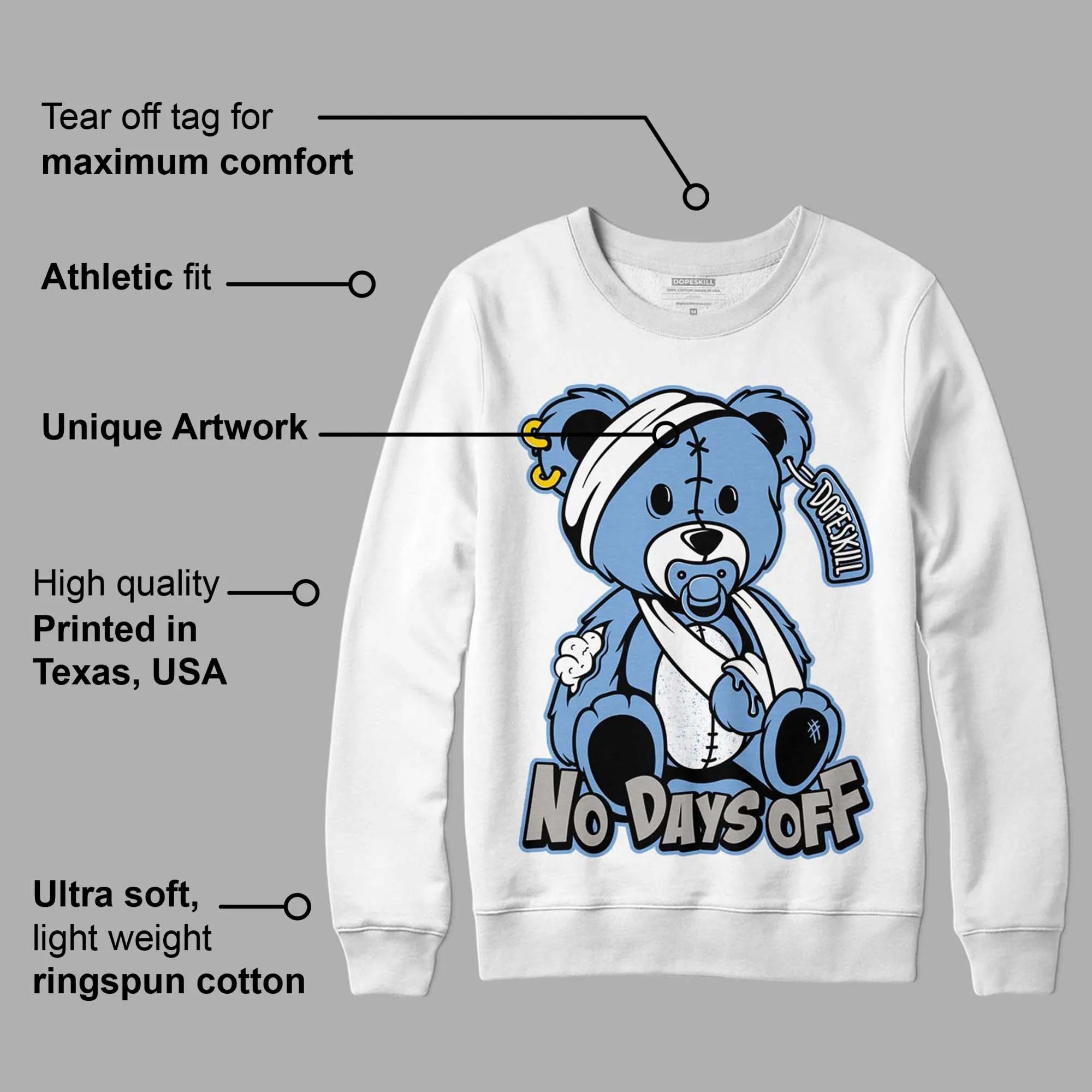 University Blue 5s DopeSkill Sweatshirt Hurt Bear Graphic sold by DopeSkill product image thumbnail 3