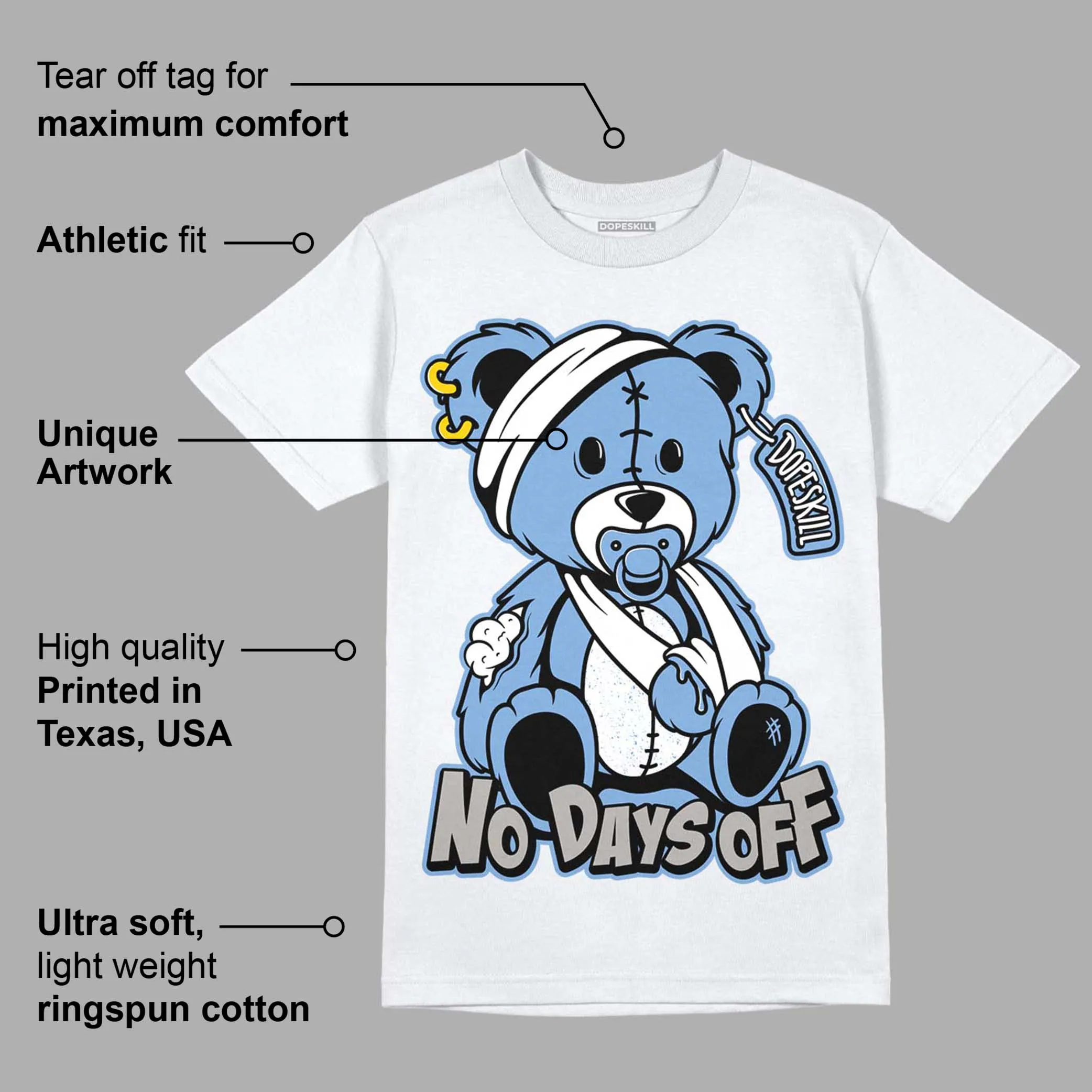 University Blue 5s DopeSkill T-Shirt Hurt Bear Graphic sold by DopeSkill product image thumbnail 3