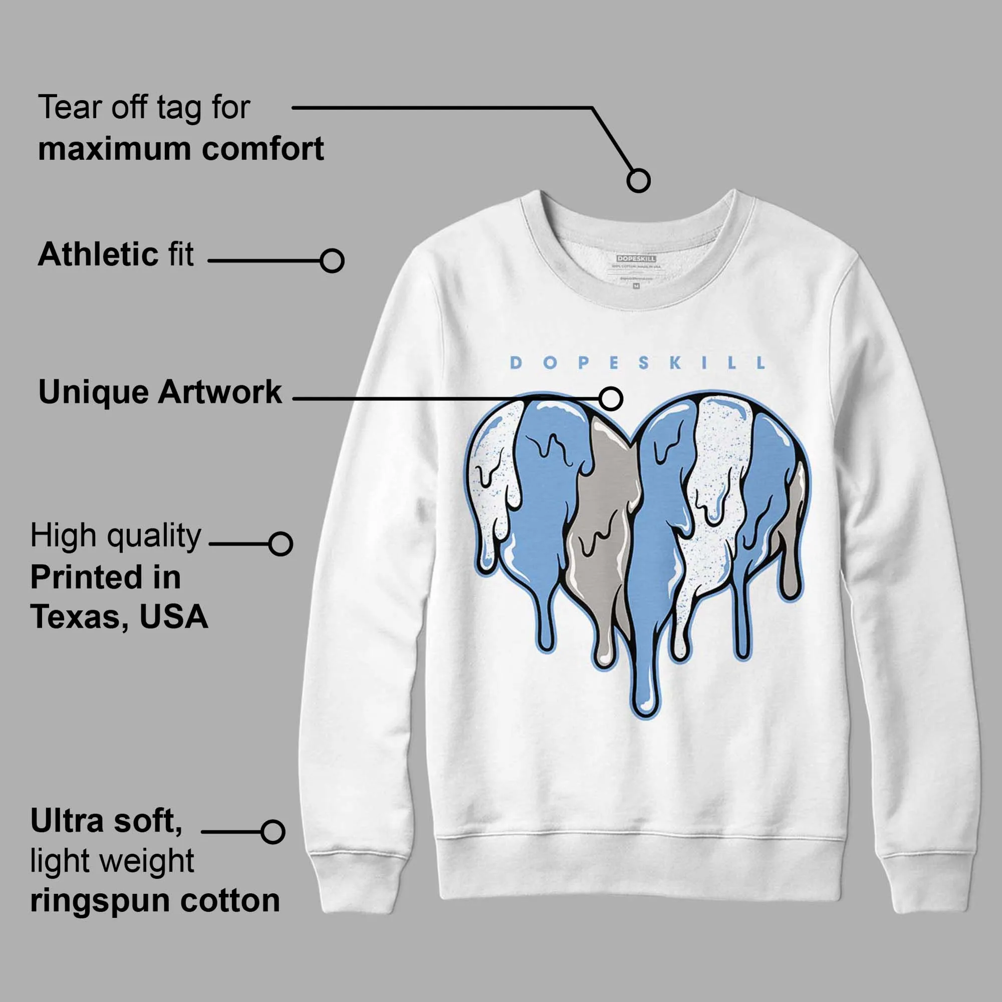 University Blue 5s DopeSkill Sweatshirt Slime Drip Heart Graphic sold by DopeSkill product image thumbnail 3