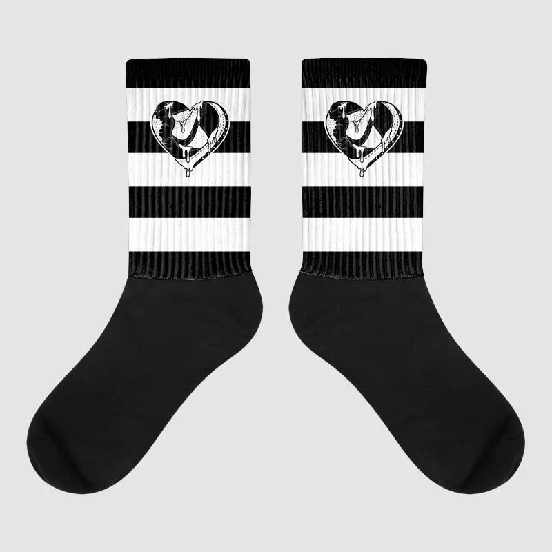 85 Black White 1s Sublimated Socks Horizontal Stripes Graphic sold by DopeSkill