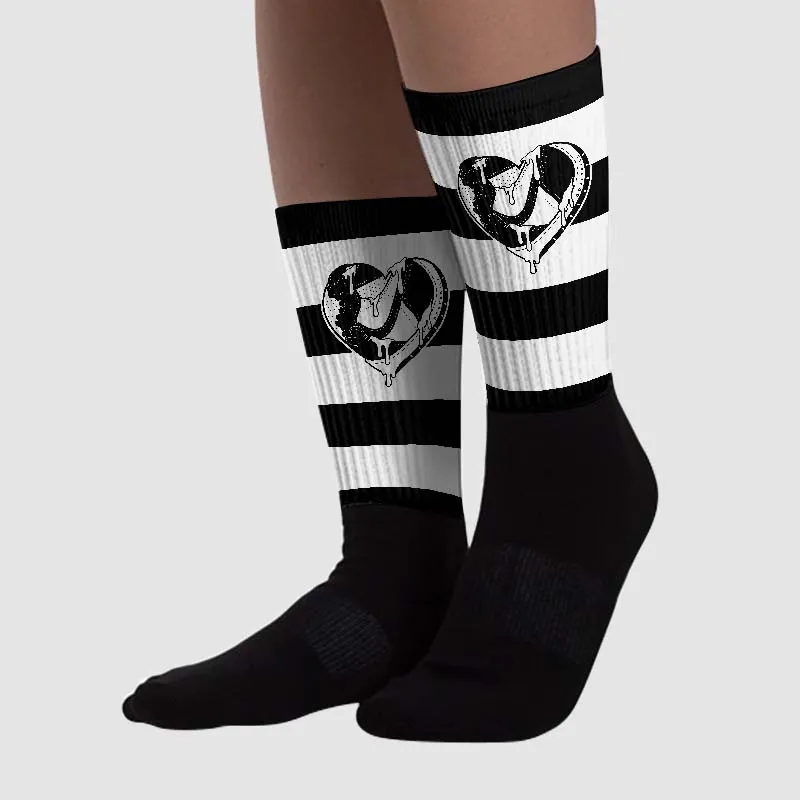 85 Black White 1s Sublimated Socks Horizontal Stripes Graphic sold by DopeSkill product image thumbnail 2