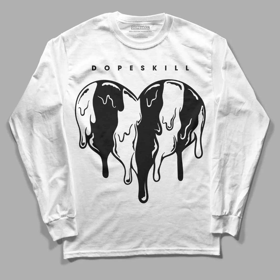 85 Black White 1s DopeSkill Long Sleeve T-Shirt Slime Drip Heart Graphic sold by DopeSkill product image thumbnail 2