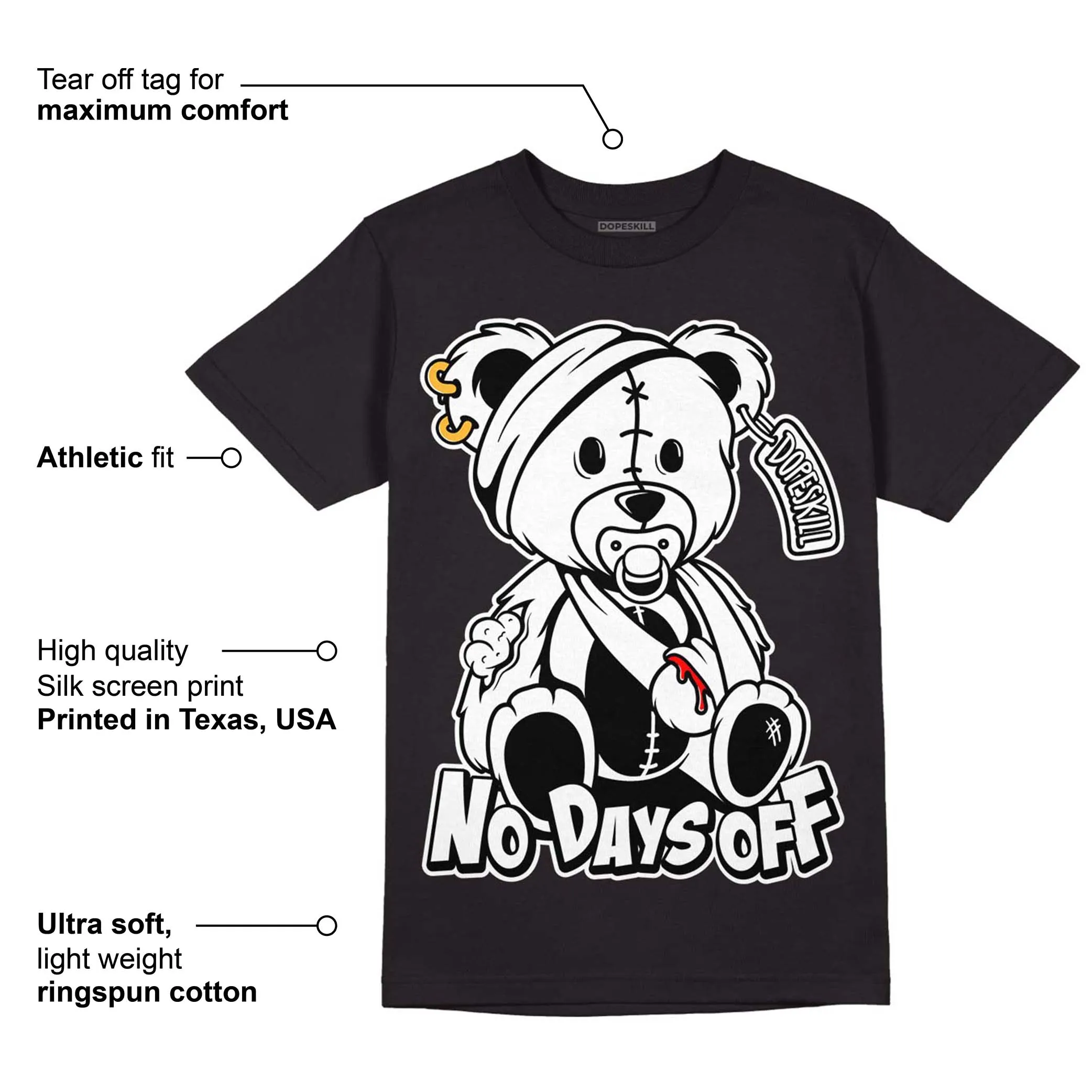 85 Black White 1s DopeSkill T-Shirt Hurt Bear Graphic sold by DopeSkill product image thumbnail 3