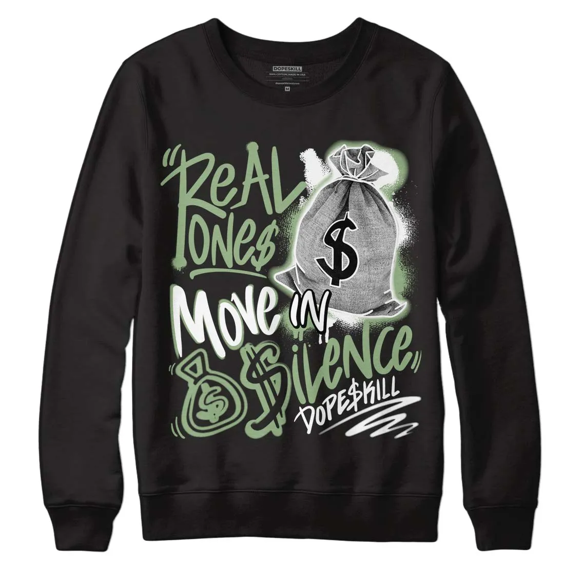 Seafoam 4s DopeSkill Sweatshirt Real Ones Move In Silence Graphic sold by DopeSkill product image thumbnail 2
