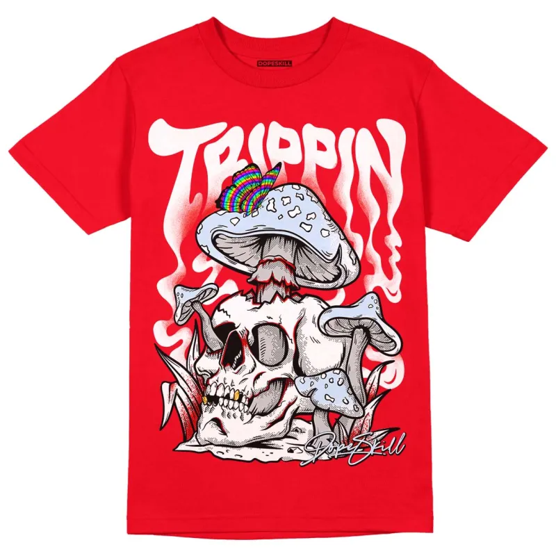 Cherry 11s DopeSkill Varsity Red T-shirt Trippin Graphic sold by DopeSkill