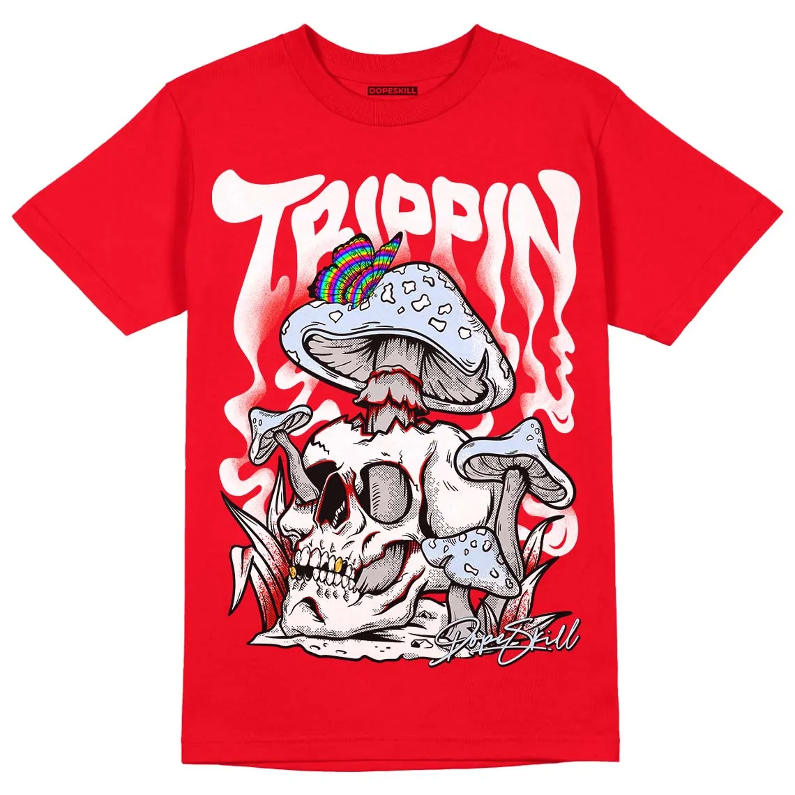 Cherry 11s DopeSkill Varsity Red T-shirt Trippin Graphic sold by DopeSkill