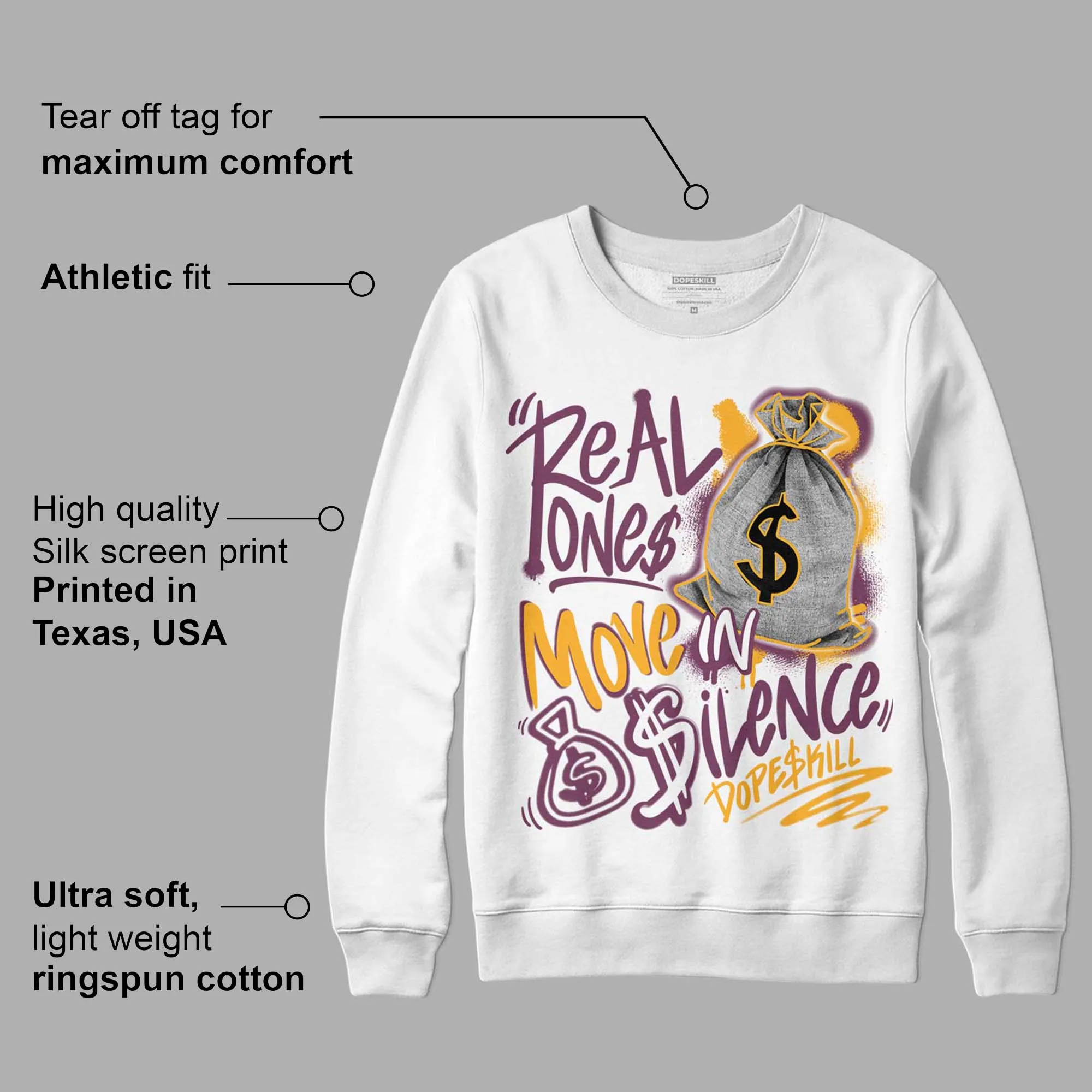 Brotherhood 1s High OG DopeSkill Sweatshirt Real Ones Move In Silence Graphic sold by DopeSkill product image thumbnail 3