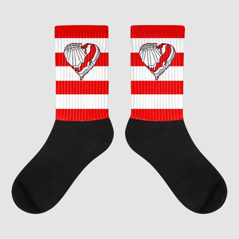 Cherry 11s Sublimated Socks Horizontal Stripes Graphic sold by DopeSkill