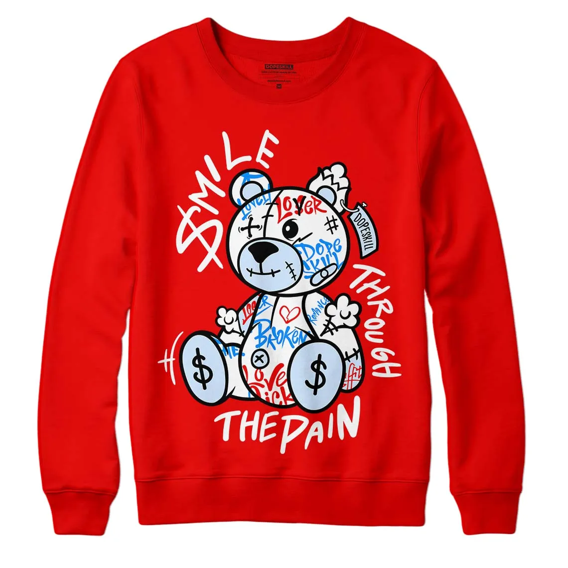 Cherry 11s DopeSkill Varsity Red Sweatshirt Smile Through The Pain Graphic sold by DopeSkill