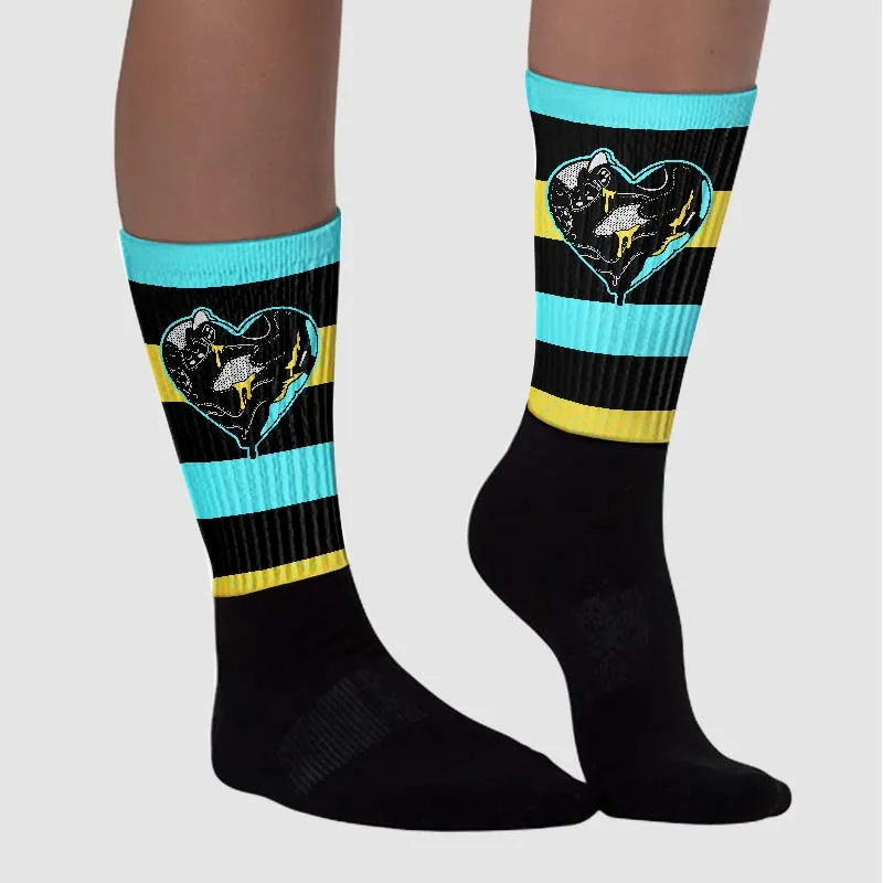 Aqua 5s Sublimated Socks Horizontal Stripes Graphic sold by DopeSkill product image thumbnail 3