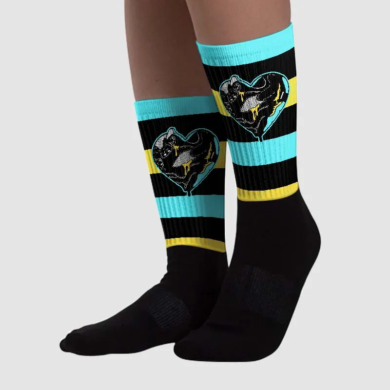 Aqua 5s Sublimated Socks Horizontal Stripes Graphic sold by DopeSkill product image thumbnail 2