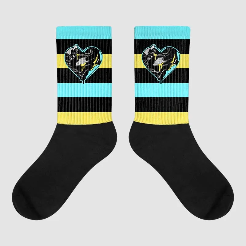Aqua 5s Sublimated Socks Horizontal Stripes Graphic sold by DopeSkill