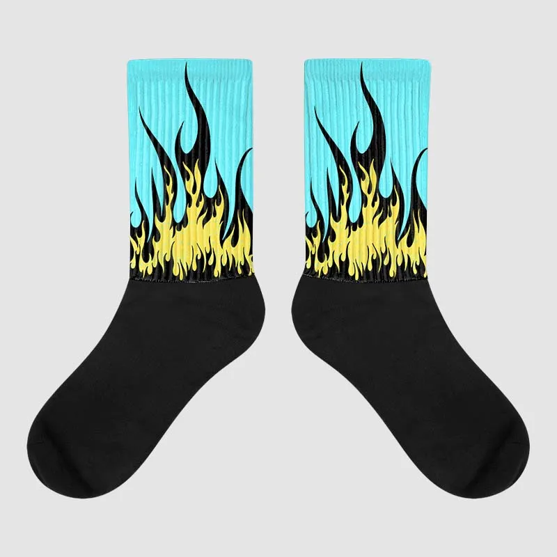 Aqua 5s Sublimated Socks FIRE Graphic sold by DopeSkill