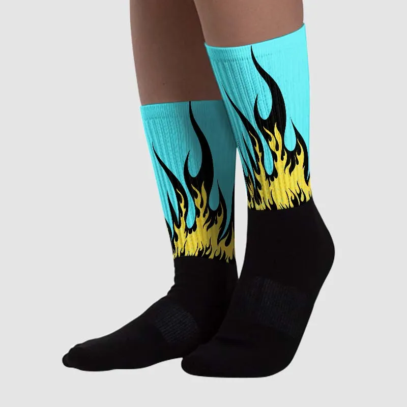Aqua 5s Sublimated Socks FIRE Graphic sold by DopeSkill product image thumbnail 2
