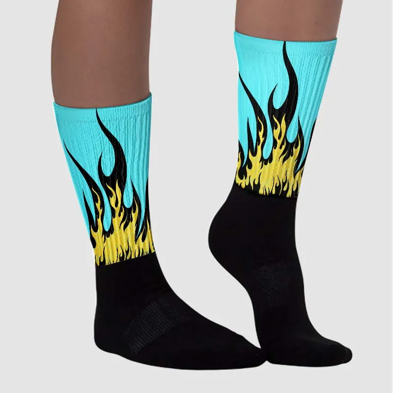 Aqua 5s Sublimated Socks FIRE Graphic sold by DopeSkill product image thumbnail 3