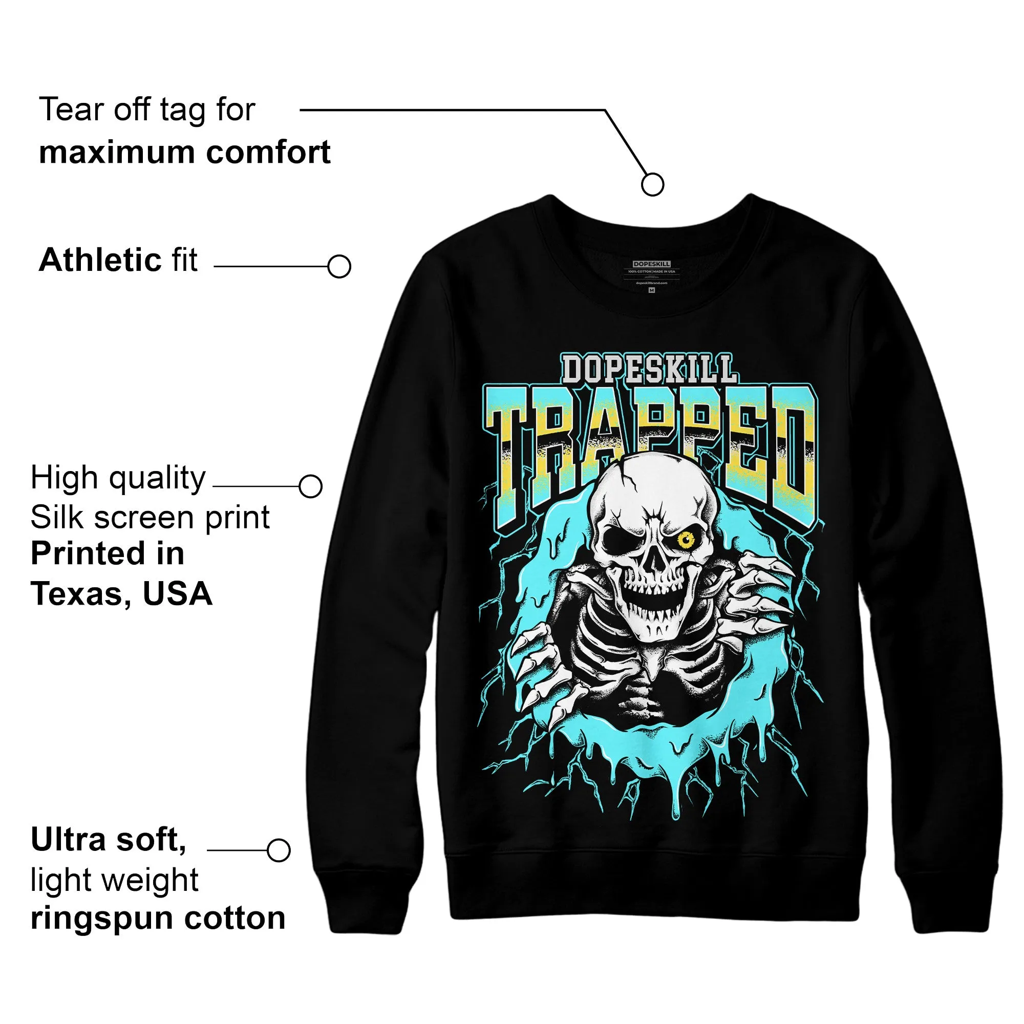 Aqua 5s DopeSkill Sweatshirt Trapped Halloween Graphic sold by DopeSkill product image thumbnail 3
