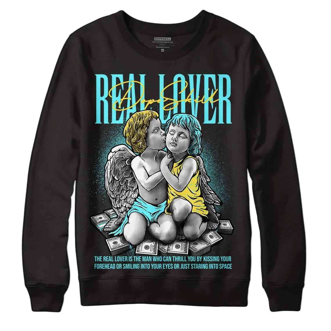 Aqua 5s DopeSkill Sweatshirt Real Lover Graphic sold by DopeSkill